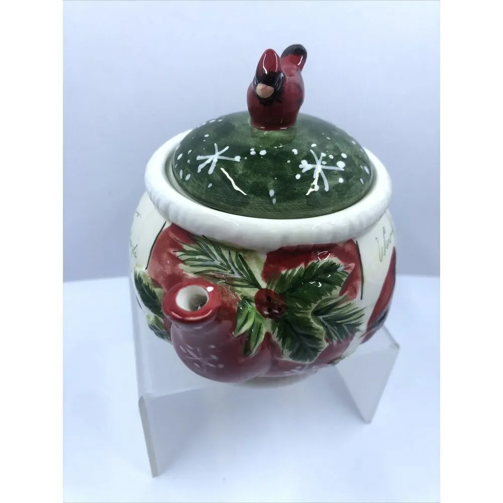 Yankee Candle Cardinal Christmas Warm Hearts Teapot Votive Holder